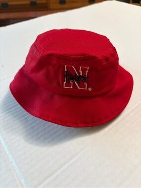 Vtg 90s‎ Nebraska Huskers Toddler Bucket Hat Made in USA Red 18" Circumference